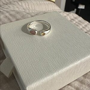 Sterling silver ring with two birthstones